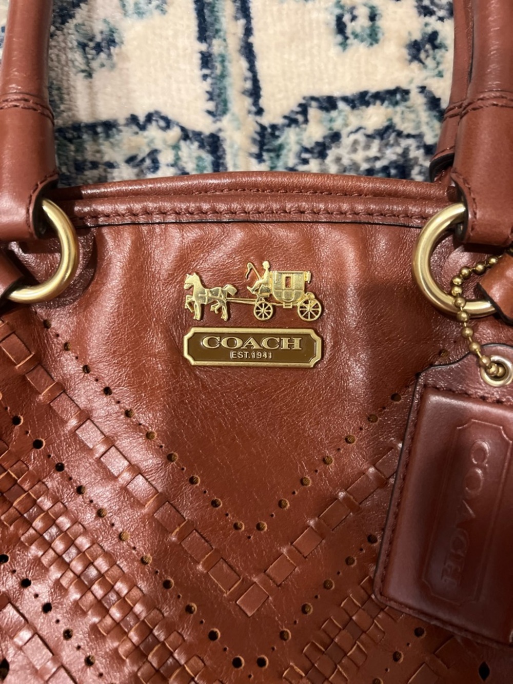 Coach Madison Criss Cross Leather Satchel Shoulder Bag #19836 - Picture 3 of 15